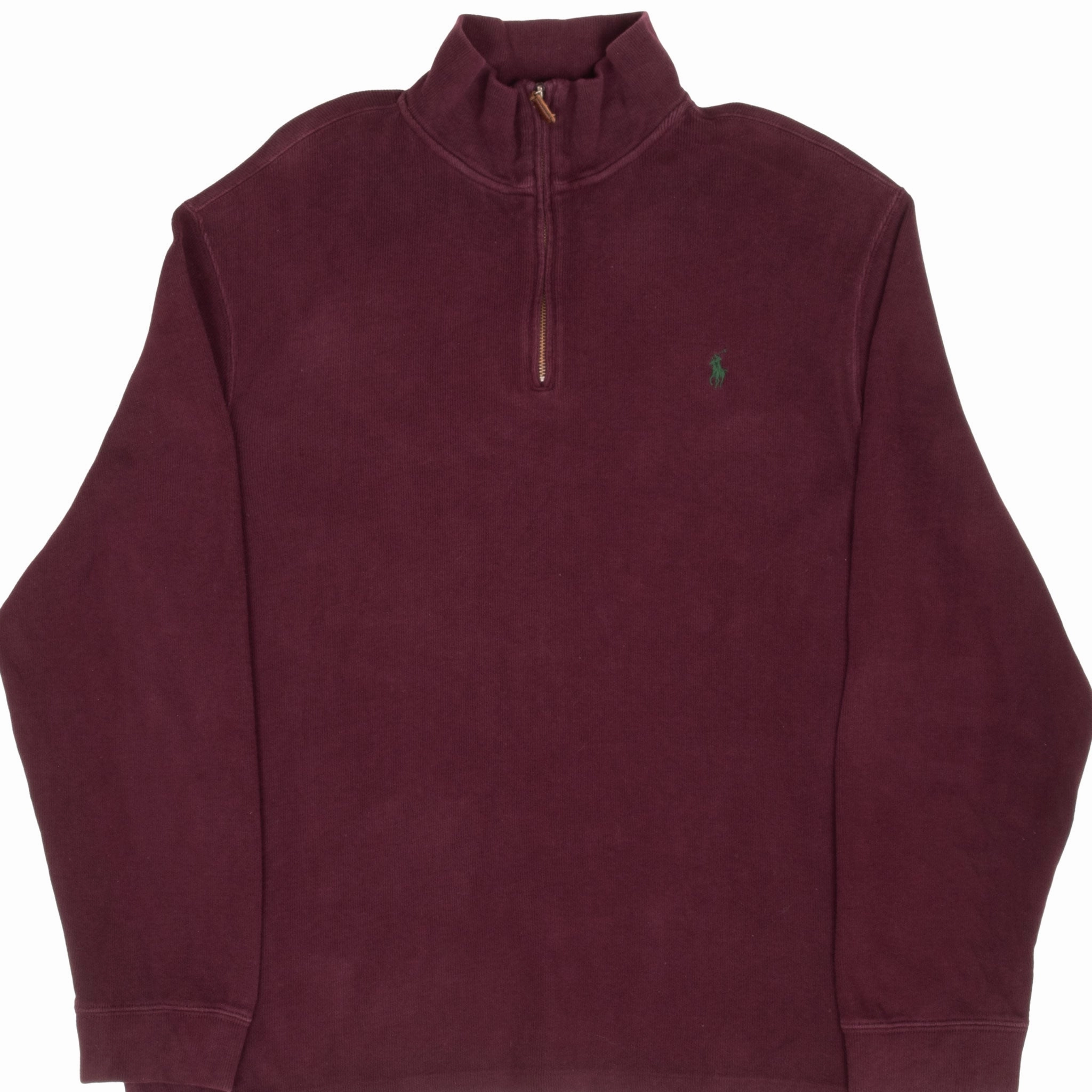 VINTAGE POLO RALPH LAUREN BURGUNDY QUARTER 1/4 ZIP SWEATER 1990S XL Layered Look Soft Wearable