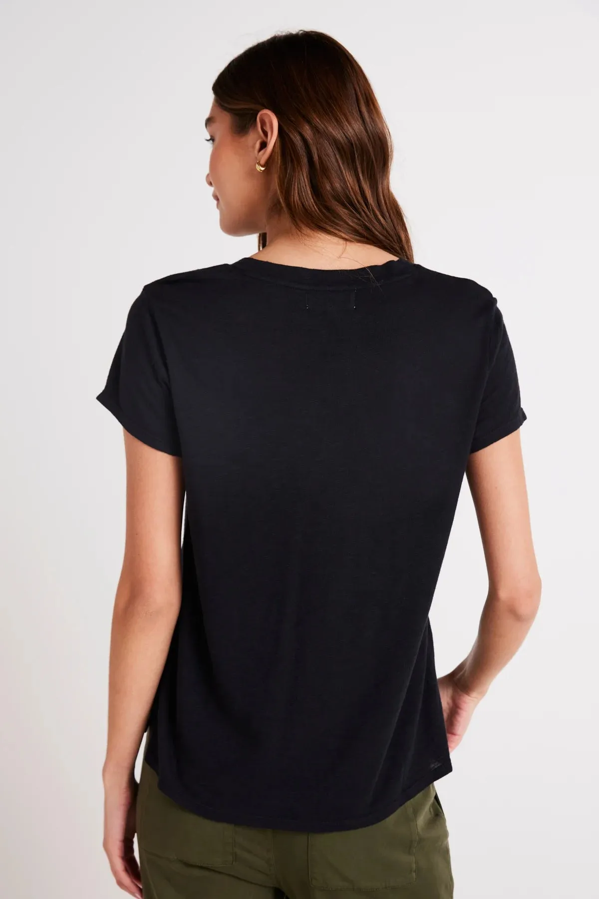 Side Slit V-Neck Tee Comfy Layer Wear
