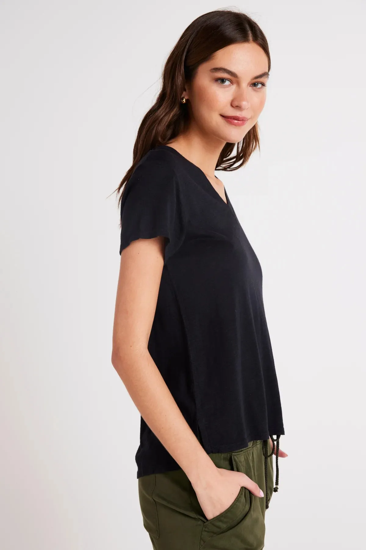 Side Slit V-Neck Tee Soft Wearable Premium Comfort
