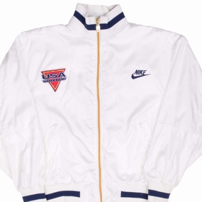 Endorse AdjustableHood VINTAGE NIKE TRACK AND FIELD TEAM USA WHITE TRACK JACKET 1980S SMALL MADE USA