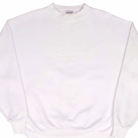 VINTAGE GUESS JEANS EMBROIDERED WHITE SWEATSHIRT 1990S SIZE SMALL MADE IN USA Tall