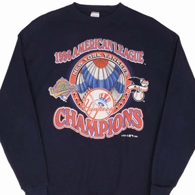 VINTAGE MLB NEW YORK YANKEES WORLD CHAMPIONS 1996 SWEATSHIRT LARGE MADE IN USA Fresh Look Comfy Layer