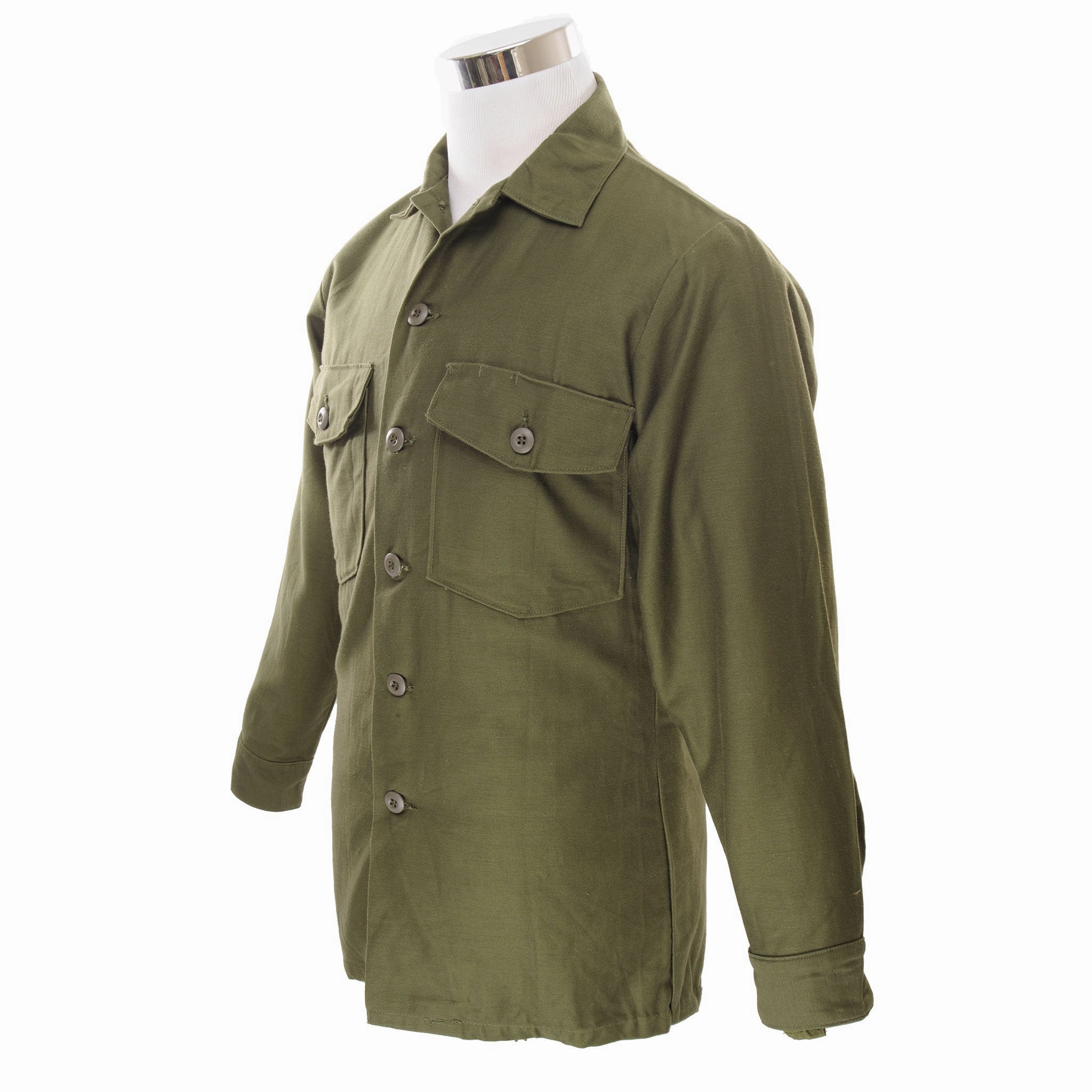 VINTAGE US ARMY SATEEN UTILITY SHIRT P64 VIETNAM WAR 1973 SIZE 15 1/2 X 31 NOS product availability Hoodie Fashion