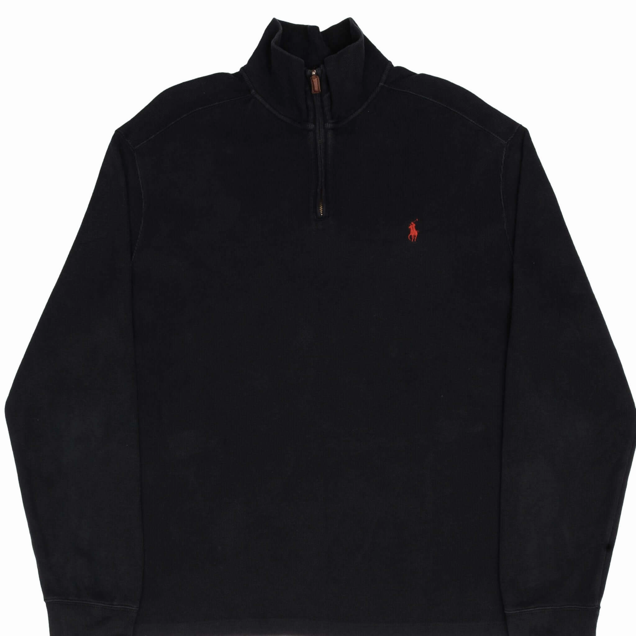 Monochrome Look Fresh Minimal VINTAGE POLO RALPH LAUREN BLACK QUARTER 1/4 ZIP SWEATER 1990S SIZE XL