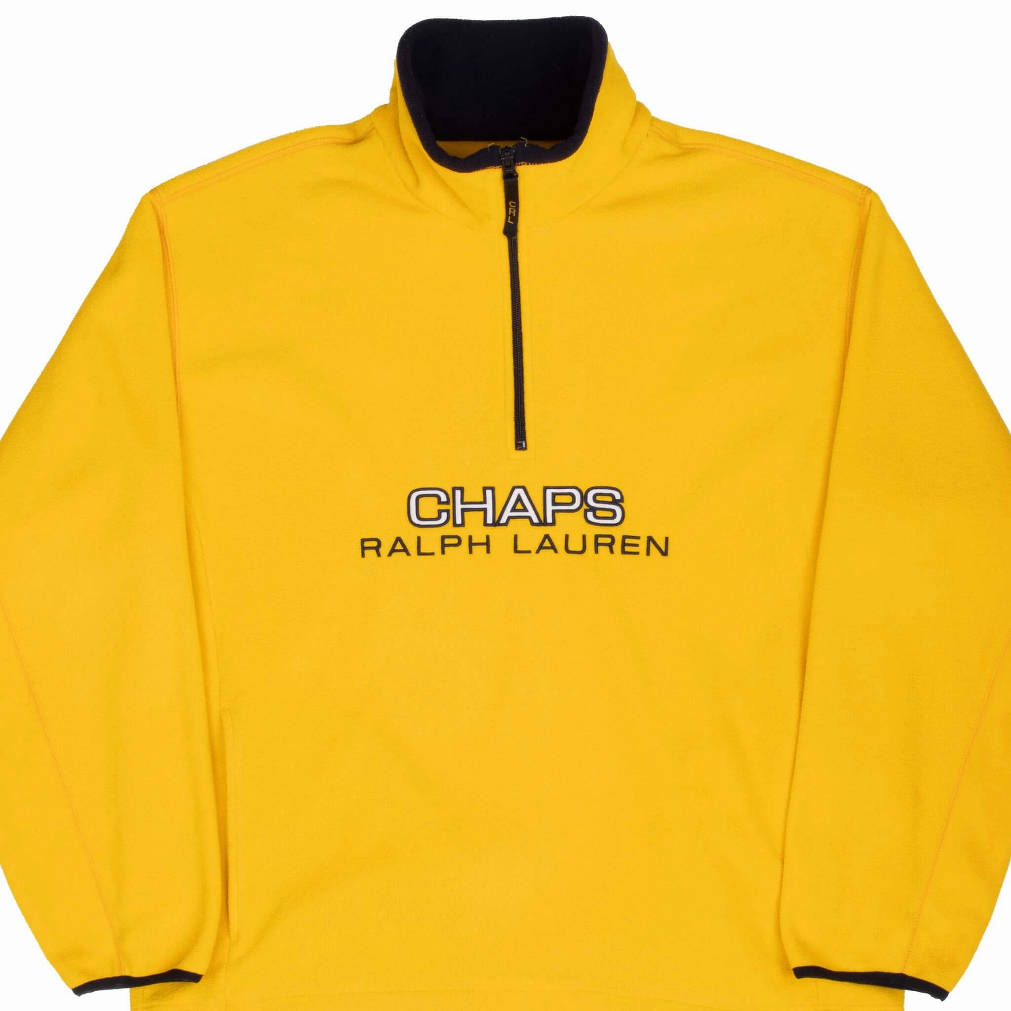 Thermal regulation VINTAGE CHAPS RALPH LAUREN YELLOW FLEECE PULLOVER JACKET 1990S MEDIUM