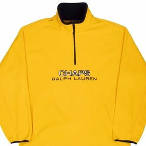 Thermal regulation VINTAGE CHAPS RALPH LAUREN YELLOW FLEECE PULLOVER JACKET 1990S MEDIUM