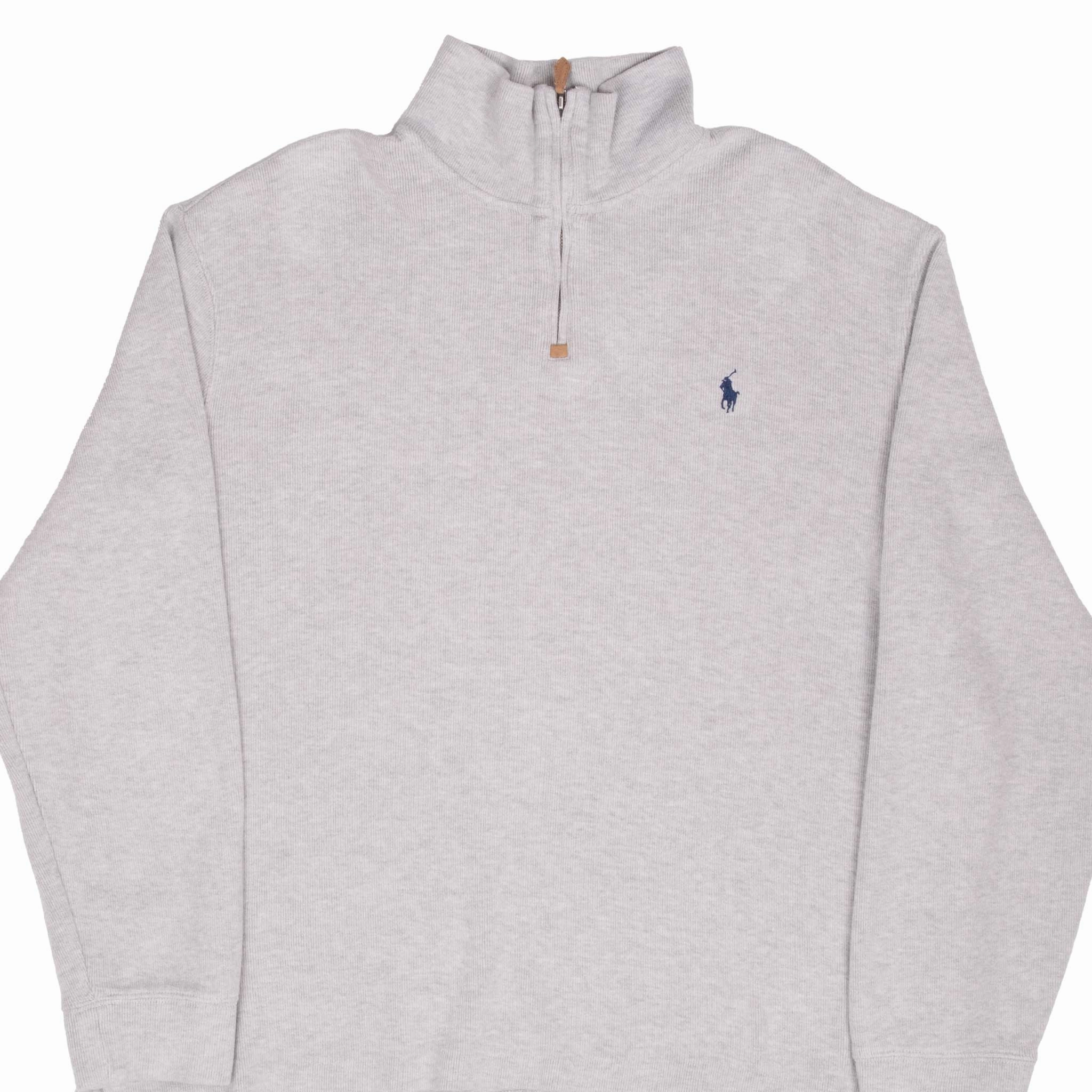 VINTAGE POLO RALPH LAUREN LIGHT GREY QUARTER 1/4 ZIP SWEATER 1990S XL Comfortable Outfit Effortless Fashion