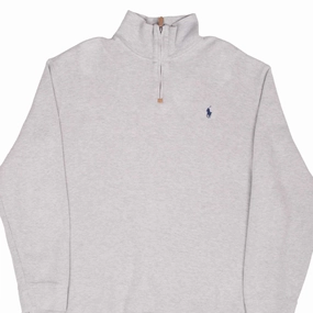 VINTAGE POLO RALPH LAUREN LIGHT GREY QUARTER 1/4 ZIP SWEATER 1990S XL Comfortable Outfit Effortless Fashion