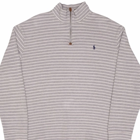stain resistant coating POLO RALPH LAUREN GRAY STRIPED QUARTER 1/4 ZIP SWEATER SIZE 2XL