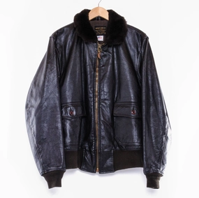 VINTAGE USN US NAVY FLIGHT LEATHER JACKET TYPE G-1 G1 SIZE 44 AVIREX GOATSKIN Compact Layer Comfy Layer