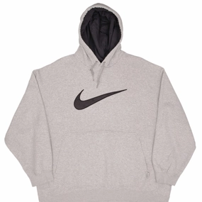 VINTAGE NIKE BIG SWOOSH GREY HOODIE SWEATSHIRT 2000S SIZE XL Transitional Piece
