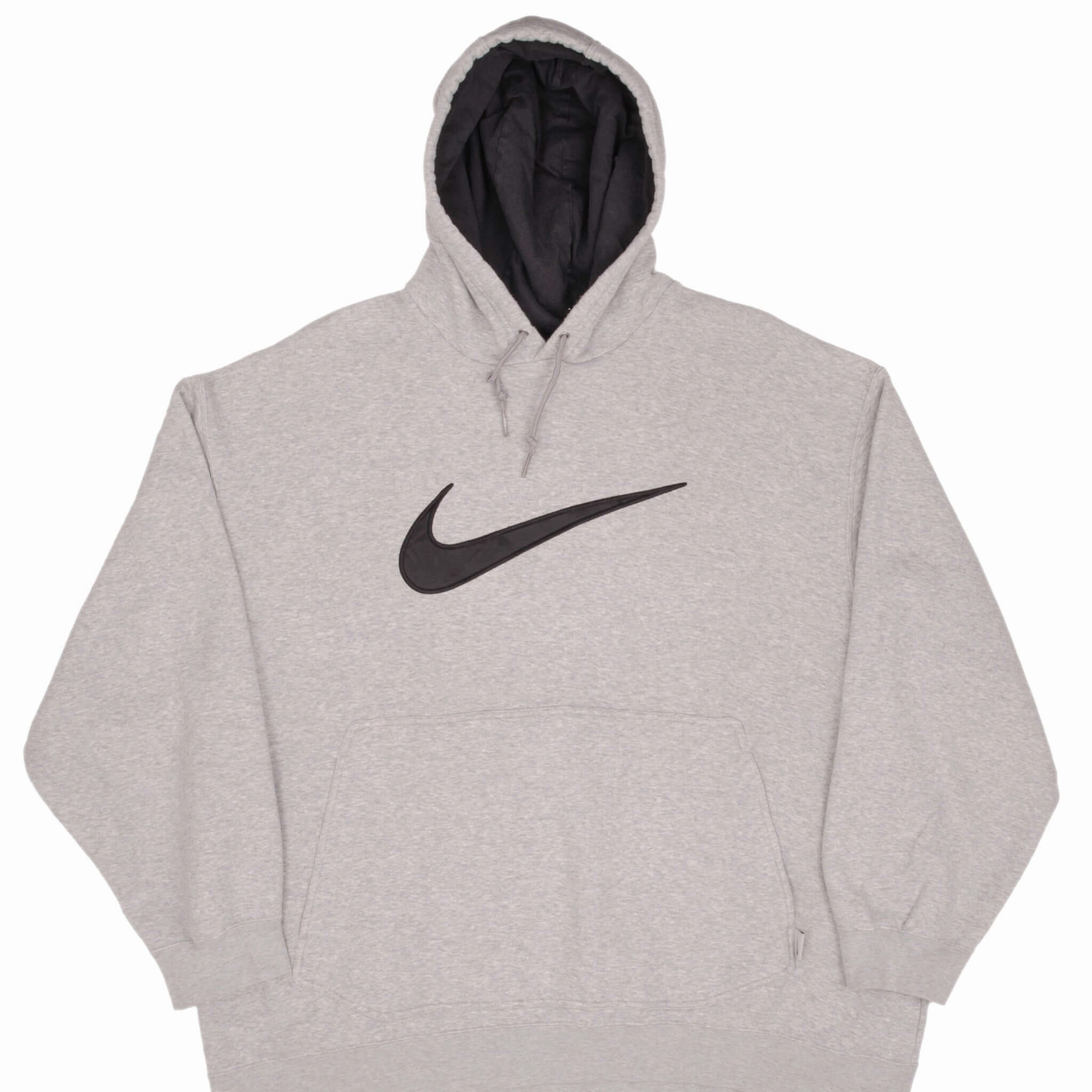 VINTAGE NIKE BIG SWOOSH GREY HOODIE SWEATSHIRT 2000S SIZE XL Transitional Piece
