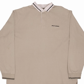 Fashion Piece VINTAGE RALPH LAUREN POLO SPORT BEIGE RUGBY POLO SHIRT 1990S SIZE XL