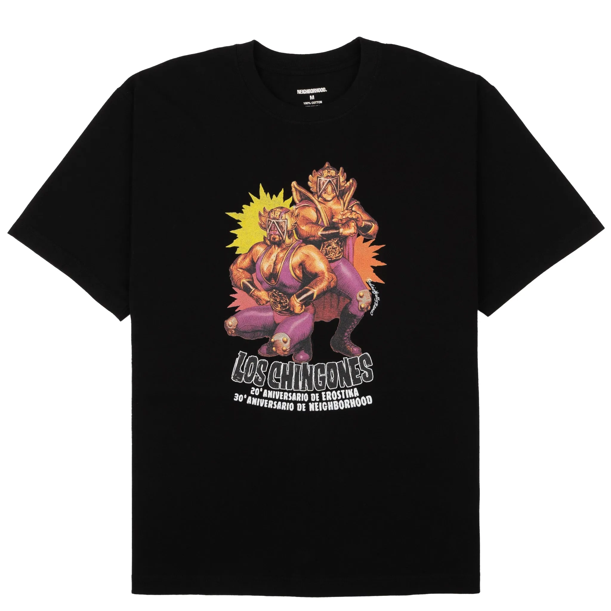 Active Layering Neighborhood x Erostika Los Chingones Tee - Wrestlers - Black