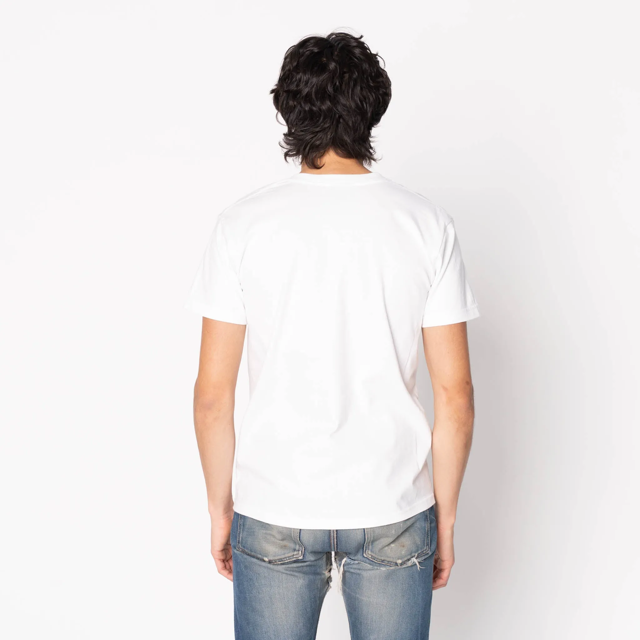 Pocket Tee - White - Printed Autumn - Navy Effortless Fit Non Restrictive Fit