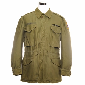 Full Length Front Zipper Active Protection Gear VINTAGE US ARMY M-1951 M51 FIELD JACKET 1960'S 27TH ARMORED DIVISION PATCH SIZE MEDIUM REGULAR