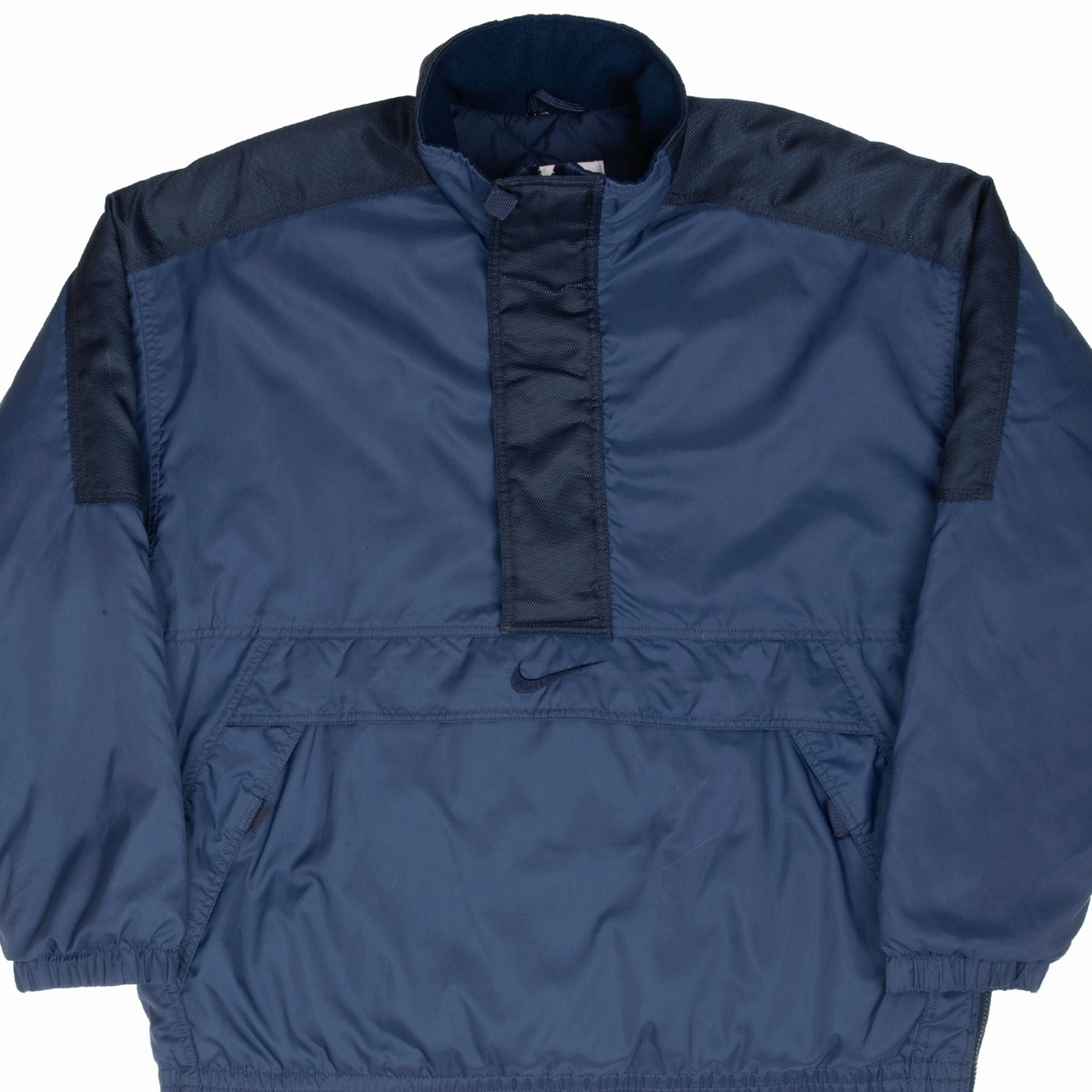 VINTAGE NIKE BIG SWOOSH BLUE HEAVY WINDBREAKER PULLOVER JACKET 1990S MEDIUM Protective Style Slim Profile