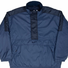 VINTAGE NIKE BIG SWOOSH BLUE HEAVY WINDBREAKER PULLOVER JACKET 1990S MEDIUM Protective Style Slim Profile