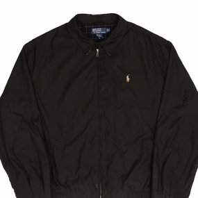 VINTAGE POLO RALPH LAUREN BLACK HARRINGTON GOLF JACKET 1990S SIZE 2XL SlitPockets