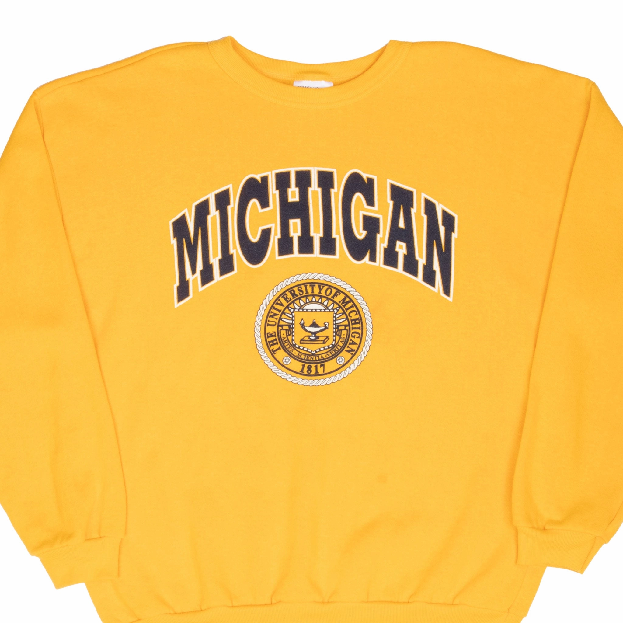Minimalist Look VINTAGE NCAA UNIVERSITY OF MICHIGAN 1990S YELLOW SWEATSHIRT XL