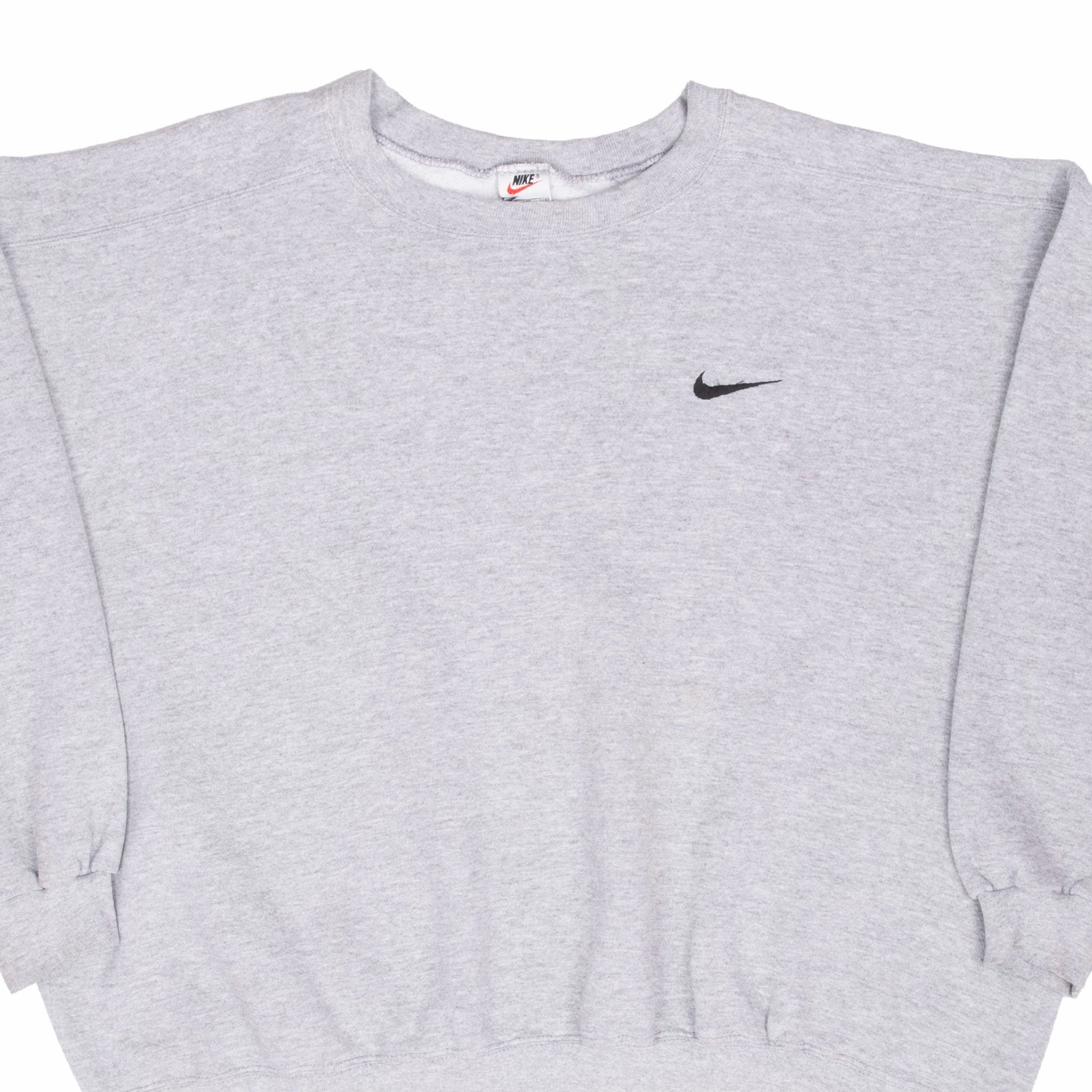 VINTAGE NIKE CLASSIC SWOOSH GREY SWEATSHIRT 1990S SIZE 2XL MADE IN USA Shrink resistant