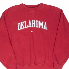VINTAGE NIKE CENTER SWOOSH NCAA OKLAHOMA RED SWEATSHIRT 1990S LARGE Hiking wear product vacation wearability