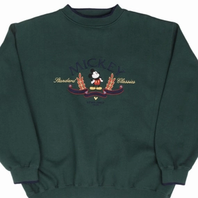 VINTAGE DISNEY MICKEY MOUSE EMBROIDERED 1990S PINE GREEN SWEATSHIRT SIZE XL product package deal Trendy Essentials
