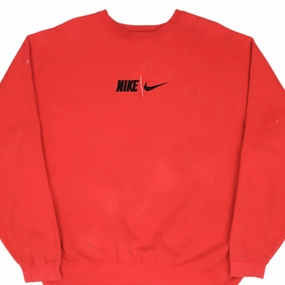 Practical Wear Cuffed Sleeves VINTAGE NIKE ID SPELLOUT SWOOSH RED SWEATSHIRT 1990S SIZE XL
