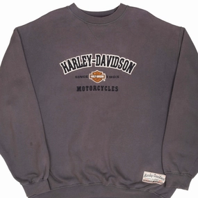 Fall VINTAGE HARLEY DAVIDSON MOTORCYCLE 1990S DARK GREY SWEATSHIRT 2XL