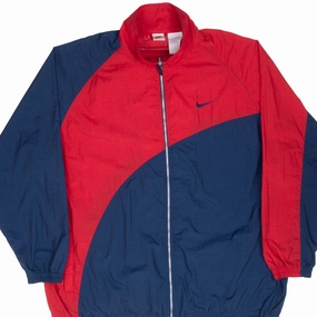 VINTAGE NIKE CLASSIC SWOOSH BLUE RED 1990S WINDBREAKER JACKET 2XL Adventure Ready
