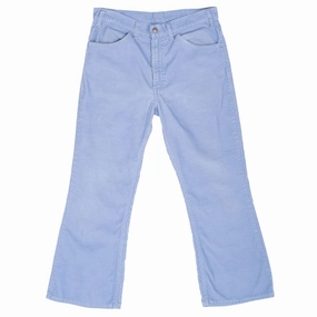 VINTAGE LEVIS BELL BOTTOMS BLUE CORDUROY JEANS SIZE 32X26 MADE IN USA Loose Textured Travel Outfit Season Ready