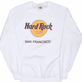 product terry cloth absorbency product jewelry adornment VINTAGE HARD ROCK CAFE SAN FRANCISCO WHITE SWEATSHIRT 1980S LARGE