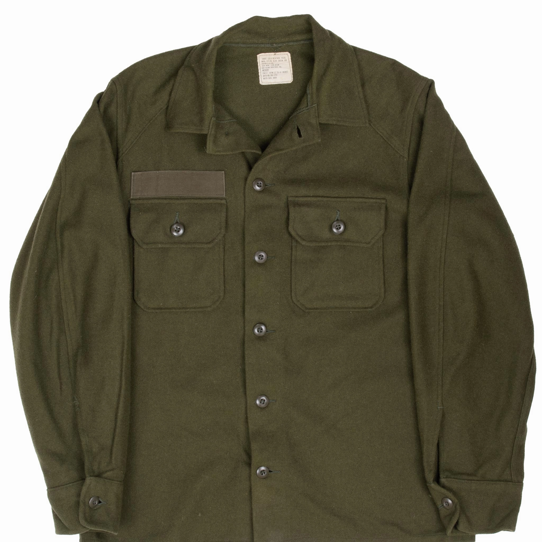 VINTAGE US ARMY OG 108 WOOL SHIRT PATCHED 1977 SIZE MEDIUM NOS Cozy Wearable