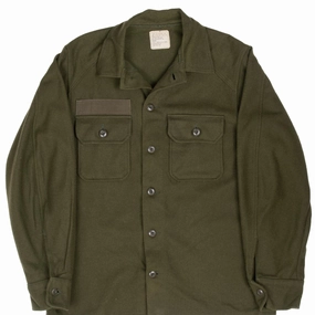 VINTAGE US ARMY OG 108 WOOL SHIRT PATCHED 1977 SIZE MEDIUM NOS Cozy Wearable