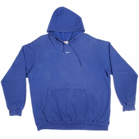 Minimalist Look Light Warmth VINTAGE NIKE SWOOSH HOODIE BLUE SWEATSHIRT LATE 90s SIZE XL