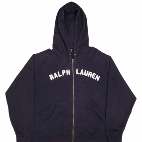 VINTAGE RALPH LAUREN FULL ZIP SPELLOUT NAVY BLUE HOODIE SWEATSHIRT 1990S SZE 2XL product dancing suitable rhythm product bow cuteness