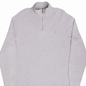 VINTAGE POLO RALPH LAUREN GREY QUARTER 1/4 ZIP SWEATER 1990S XL product shipping