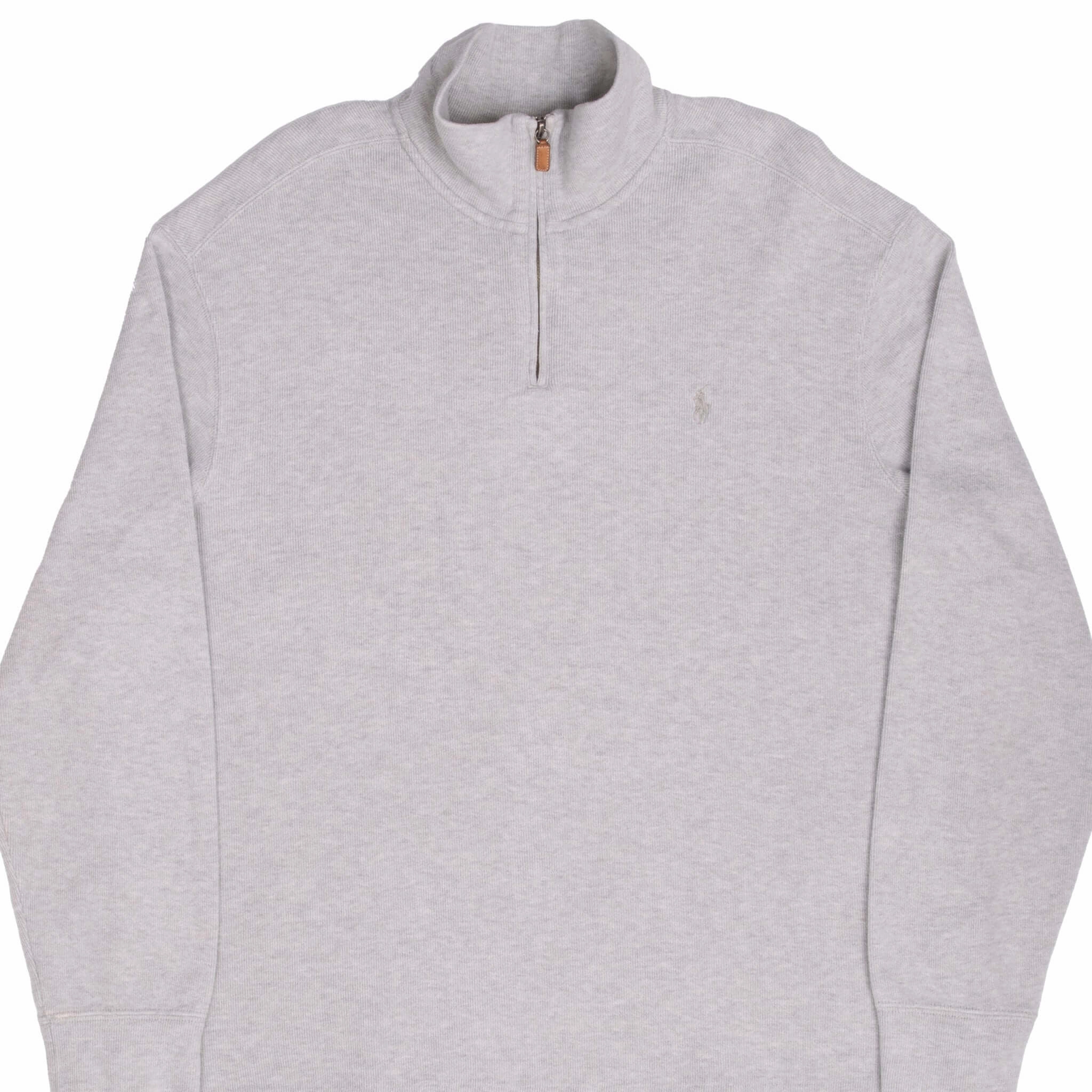 VINTAGE POLO RALPH LAUREN GREY QUARTER 1/4 ZIP SWEATER 1990S XL product shipping