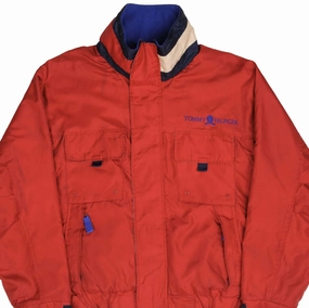 VINTAGE TOMMY HILFIGER RED RAIN JACKET 1990S SIZE LARGE Insulated Shield