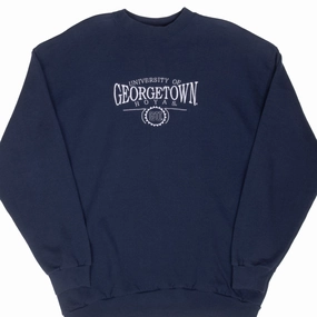VINTAGE GEORGETOWN HOYAS EMBROIDERED SWEATSHIRT 1990S LARGE MADE USA product rhinestone glamour