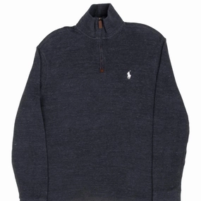 product houndstooth sophistication Tall Fit POLO RALPH LAUREN DARK GREY QUARTER 1/4 ZIP SWEATER SIZE SMALL