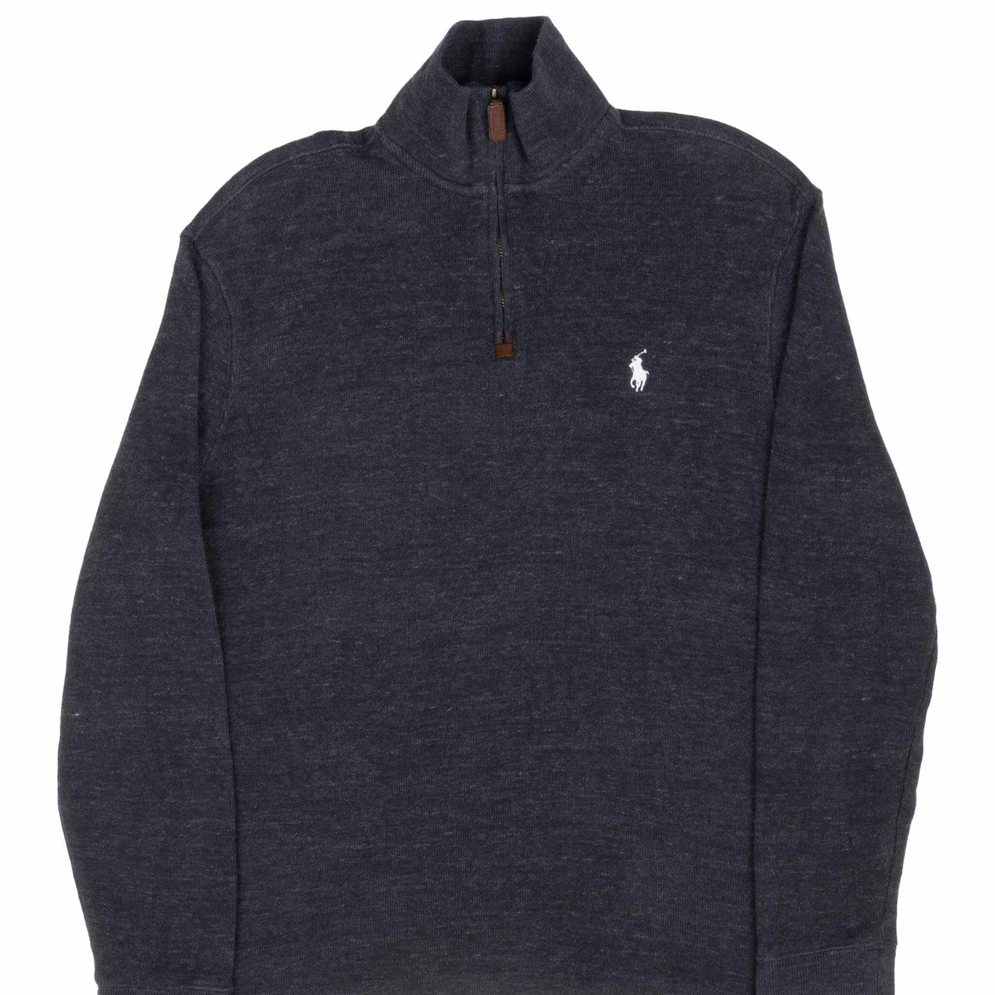 product houndstooth sophistication Tall Fit POLO RALPH LAUREN DARK GREY QUARTER 1/4 ZIP SWEATER SIZE SMALL