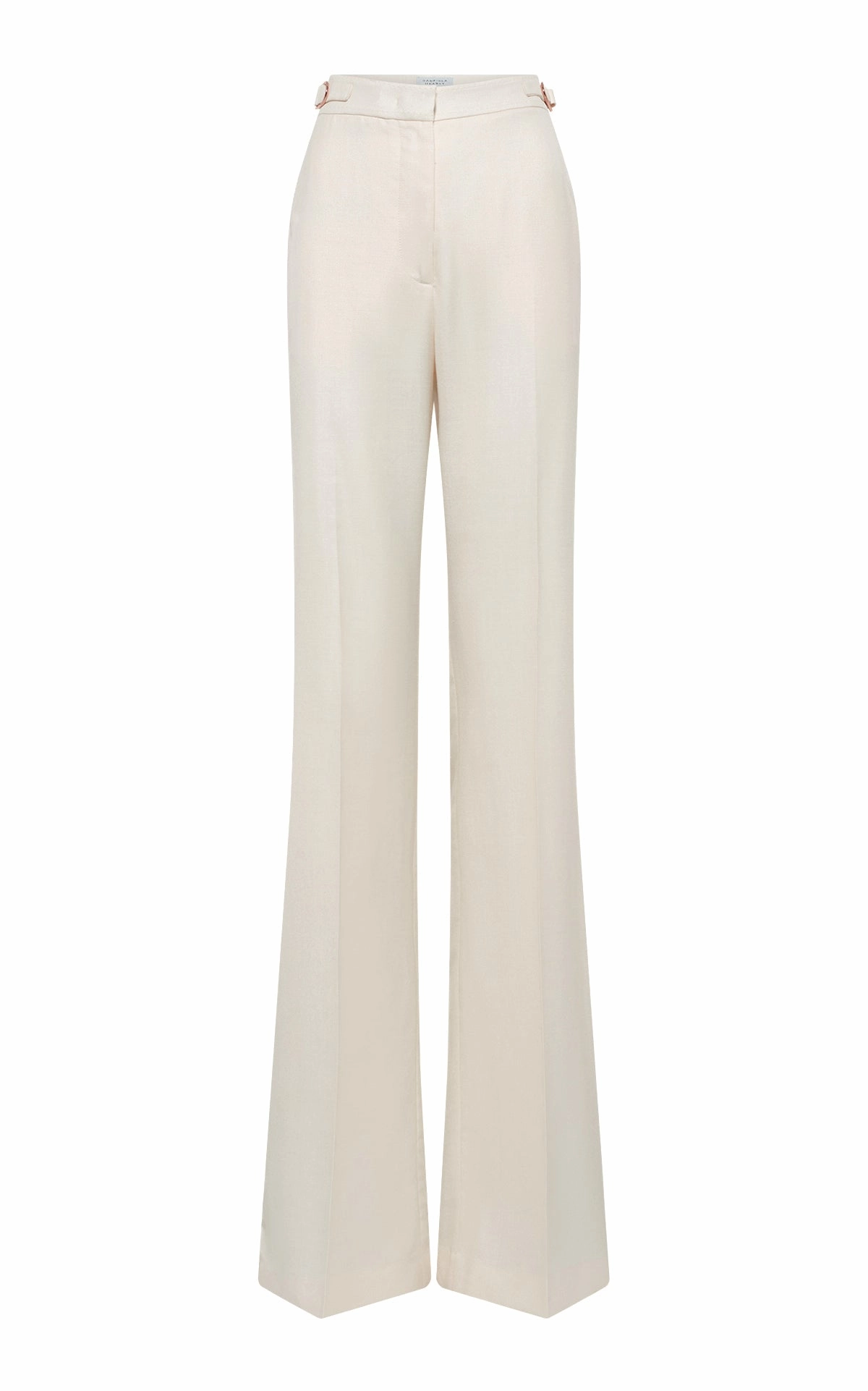 Vesta Flared Pant in Ivory Virgin Wool Silk with Linen Trendy Layering