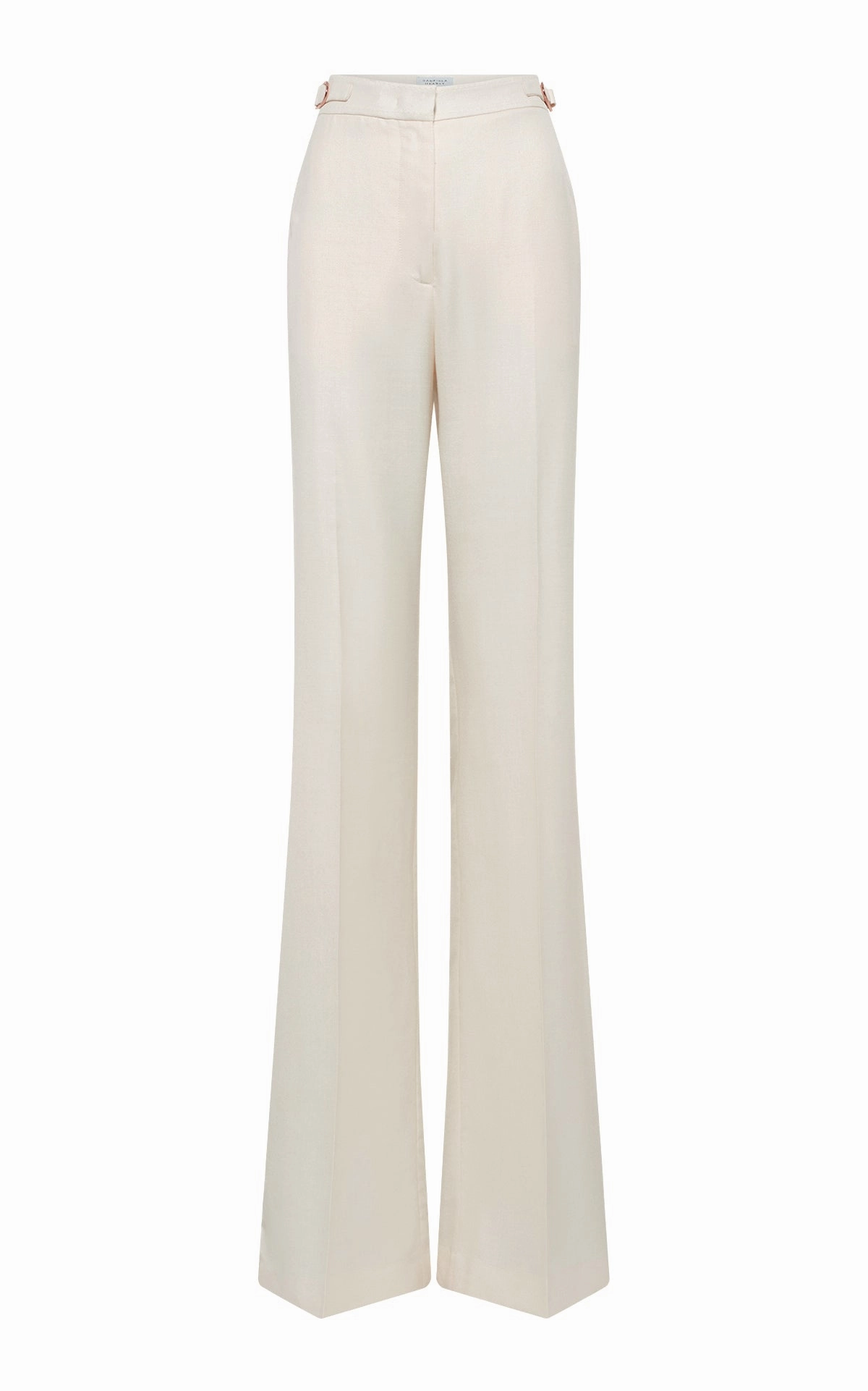 Carbon Infused Fabric Vesta Flared Pant in Ivory Virgin Wool Silk with Linen