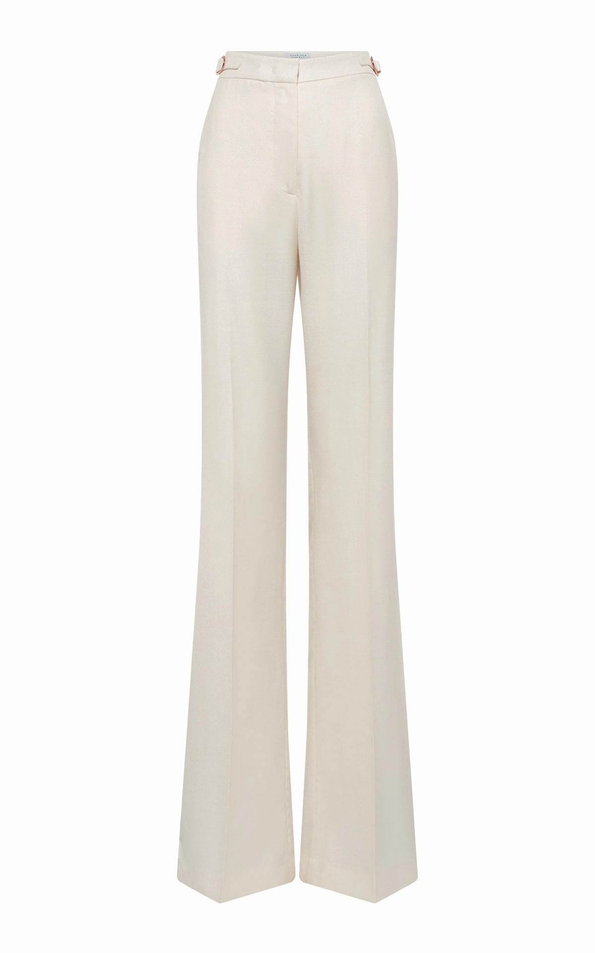Vesta Flared Pant in Ivory Virgin Wool Silk with Linen Water Repellent Coating DurableReinforcedMaterial