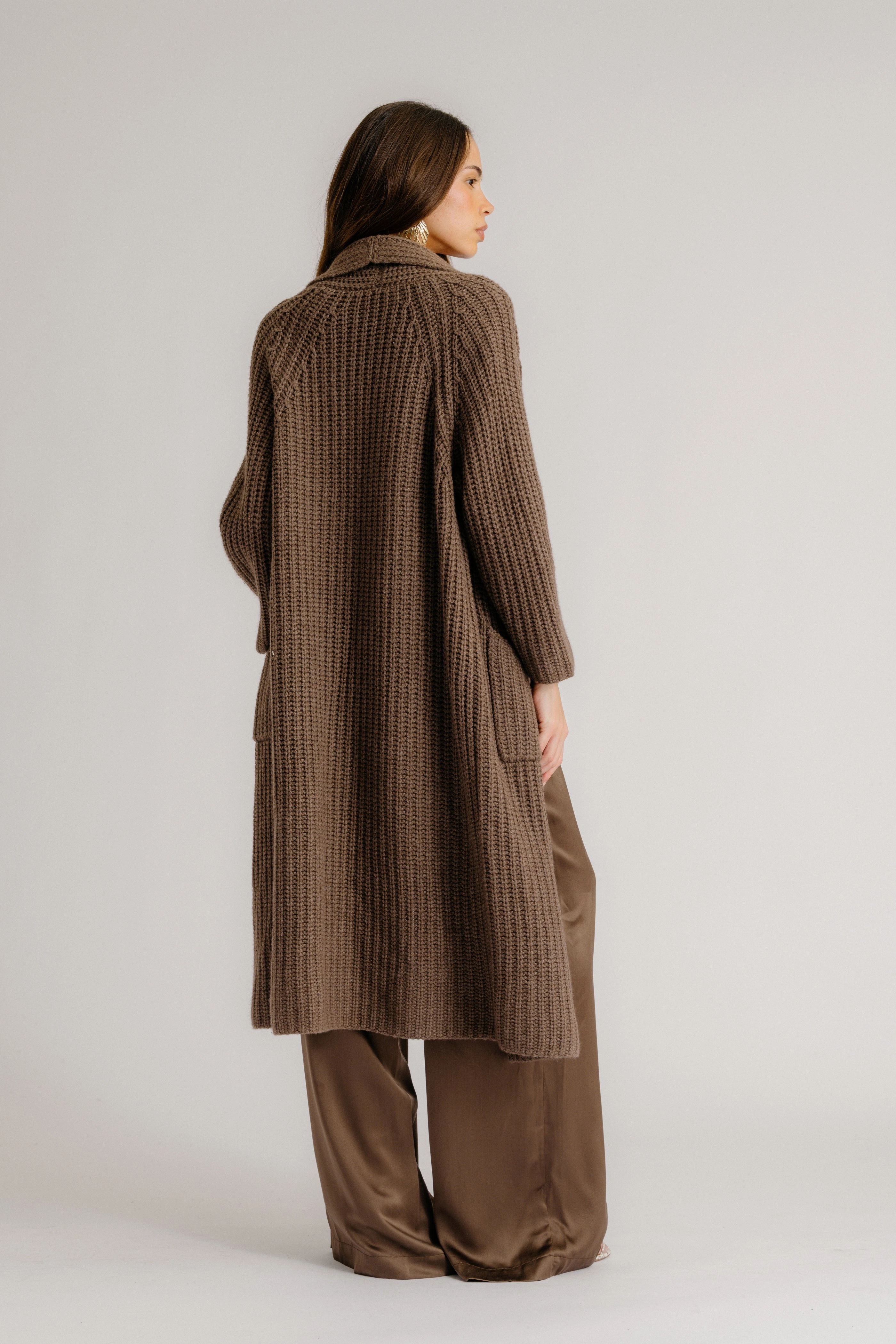 Perfect Warmth EDEN SHAWL COLLAR CASHMERE DUSTER | SWISS BROWN