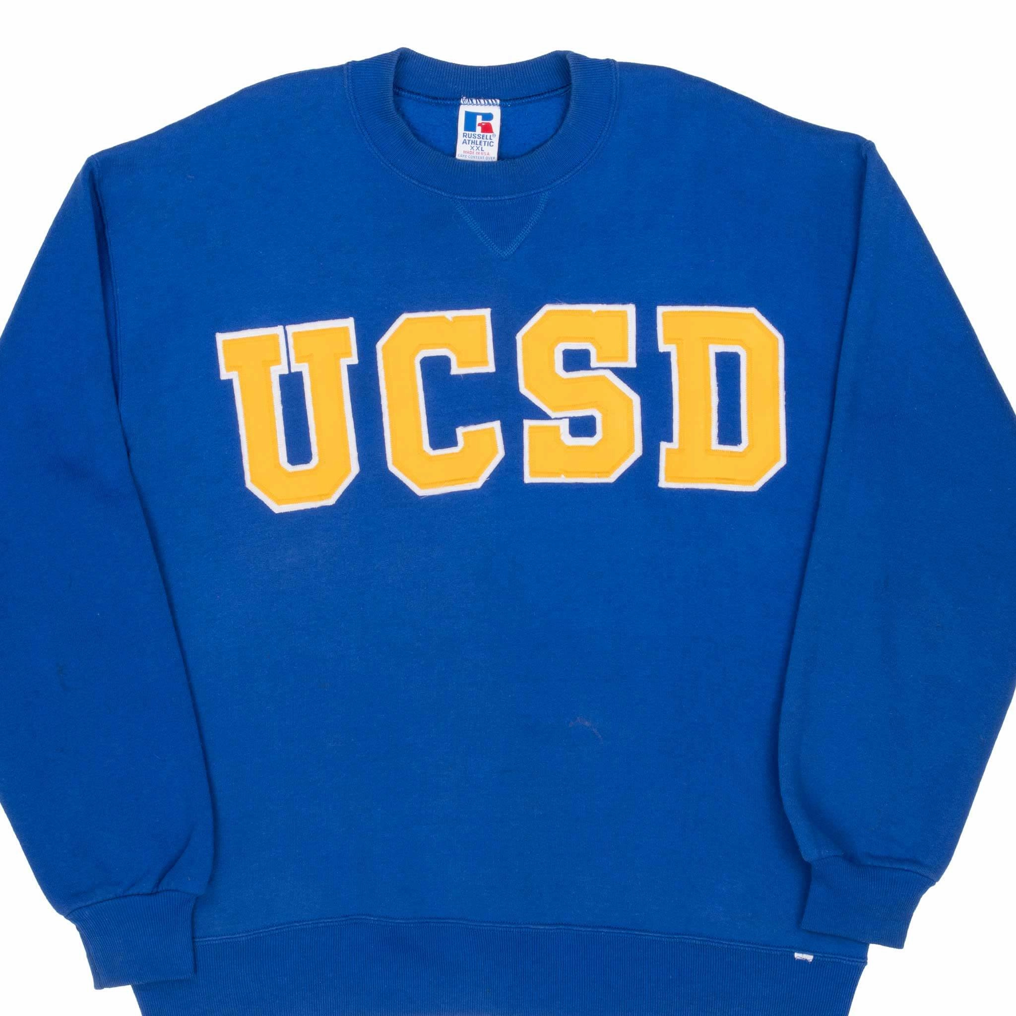 VINTAGE UCSD SAN DIEGO RUSSELL BLUE SWEATSHIRT 1990S 2XL MADE IN USA product graduation elegance Cozy Hoodie Wear