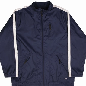 VINTAGE NIKE SWOOSH BLUE HEAVYWEIGHT WINDBREAKER JACKET 2000S SIZE LARGE Weatherproof Coating