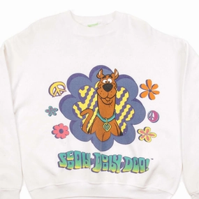 VINTAGE SCOOBY DOO PEACE AND LOVE WHITE SWEATSHIRT 1990S SIZE XL Sustainable Fabric