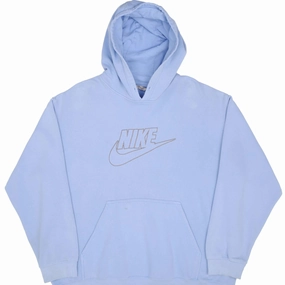 Comfy Layers fit for home VINTAGE NIKE SPELLOUT SWOOSH BLUE HOODIE SWEATSHIRT 2000S SIZE XL